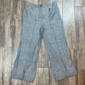 Sundance Women's Wide Leg Linen‎ Pants Striped Blue Gray Size 14 Casual